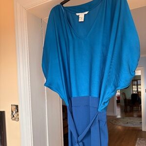 Diane Von Furstenberg Edna Silk Mini Dress Shortsleeve Tie Waist Size 4 Blue